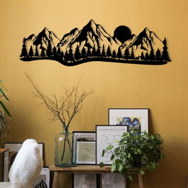 Wallity Mountain Escultura de Pared Metálica Negra